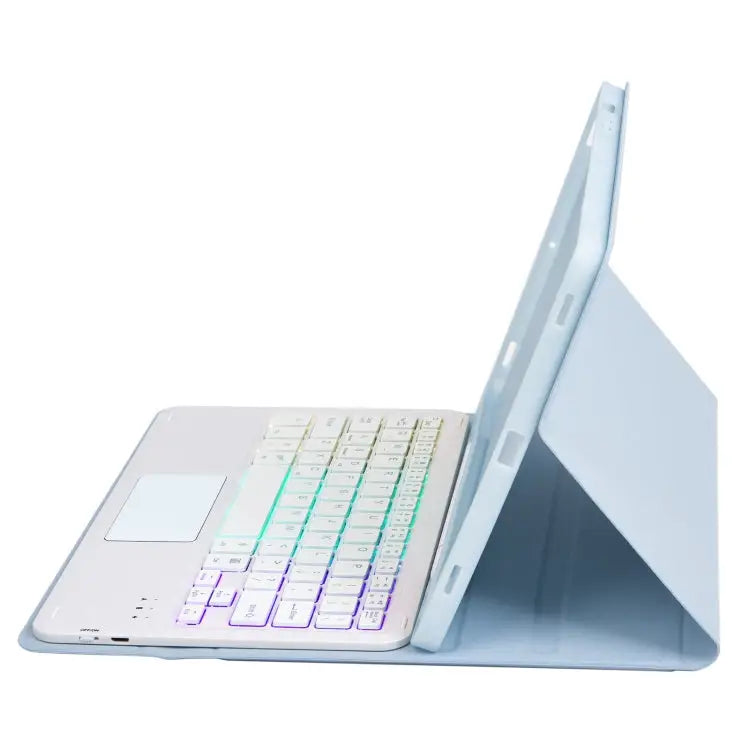 T07B-AS Skin Feel Pen Slot Touch Pad Bluetooth Keyboard Leather Tablet Case For iPad 9.7 2018&2017 / Pro 9.7 / Air 2