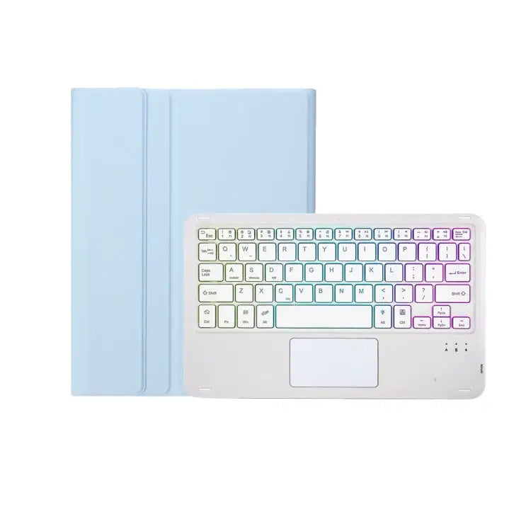 T07B-AS Skin Feel Pen Slot Touch Pad Bluetooth Keyboard Leather Tablet Case For iPad 9.7 2018&2017 / Pro 9.7 / Air 2