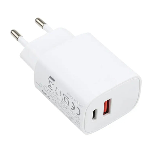 T087 20W USB-C / Type-C + USB Ports Fast Charging Travel Charger EU Plug - EU Plug