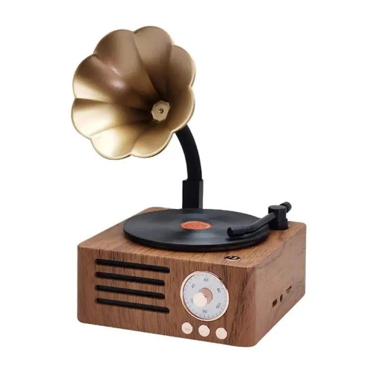 T15 Vinyl Atomic Bluetooth Retro Wireless Audio Desktop Speaker - Wood Color