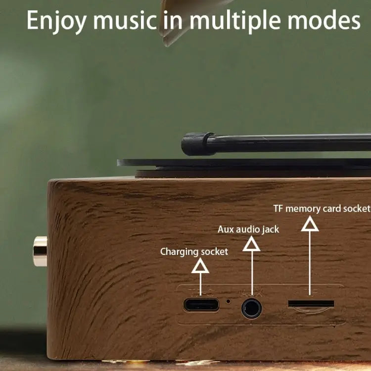 T15 Vinyl Atomic Bluetooth Retro Wireless Audio Desktop Speaker - Wood Color