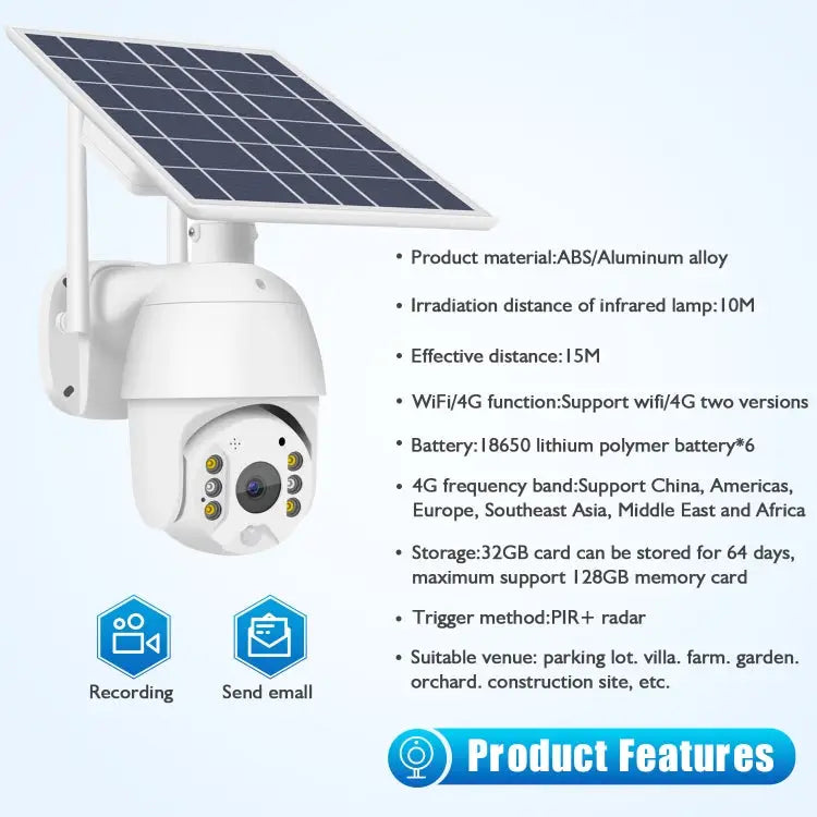 T16 1080P Full HD 4G (EU Version) Network Monitoring Solar Powered Camera Support PIR + Radar Alarm Night Vision Two