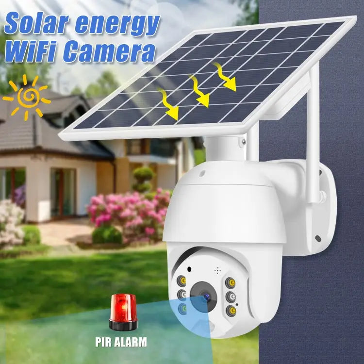 T16 1080P Full HD Solar Powered WiFi Camera Support PIR Alarm Night Vision Two Way Audio TF Card WiFi - WiFi