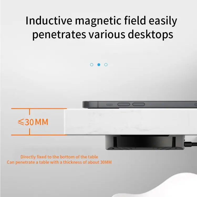 T16 10W Long-distance Air-tight Magnetic Wireless Charger for Desktops Within 30mm Thickness - T16
