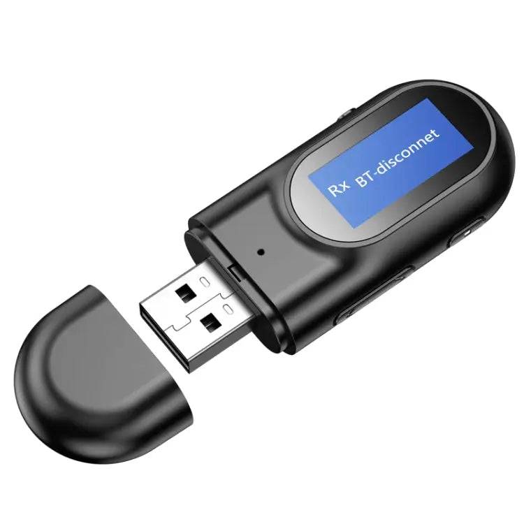 T17 USB Bluetooth 5.0 Receiver Transmitter 2 in 1 Audio Adapter with LCD Display for PC TV Car 3.5mm AUX - v5.0