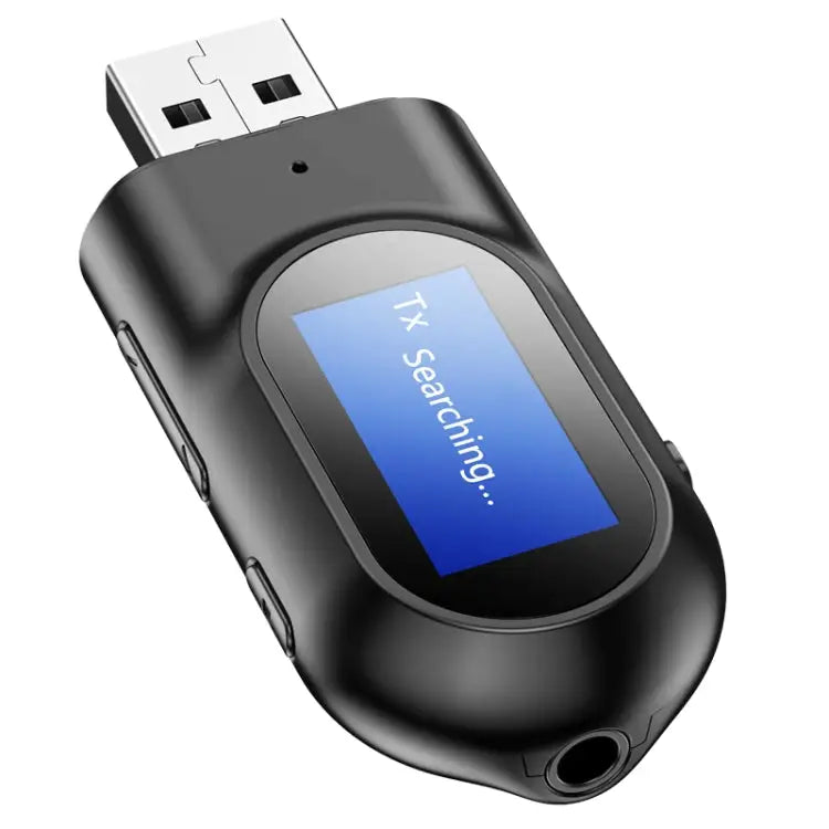 T17 USB Bluetooth 5.0 Receiver Transmitter 2 in 1 Audio Adapter with LCD Display for PC TV Car 3.5mm AUX - v5.0