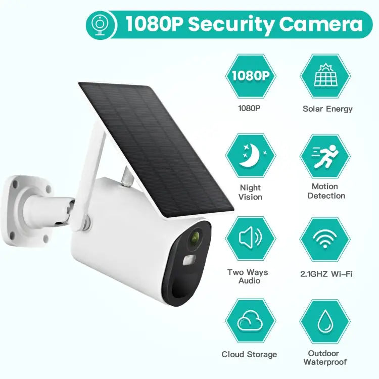 T20 1080P Full HD Solar Powered WiFi Camera Support Motion Detection Night Vision Two Way Audio TF Card WiFi - WiFi