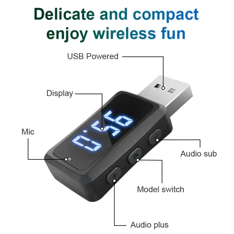 T60 Bluetooth 5.3 Audio Receiver Transmitter Car Radio USB FM Bluetooth Receiver T60 2 in 1 - T60 2 in 1 - Apple
