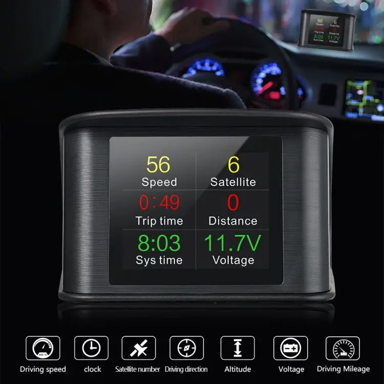 T600 HUD 2.2 inch Car GPS Smart Digital Meter with TFT LCD Multi-color Speed & Driving Distance / Time & Voltage