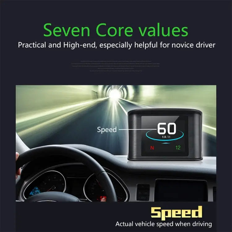 T600 HUD 2.2 inch Car GPS Smart Digital Meter with TFT LCD Multi-color Speed & Driving Distance / Time & Voltage