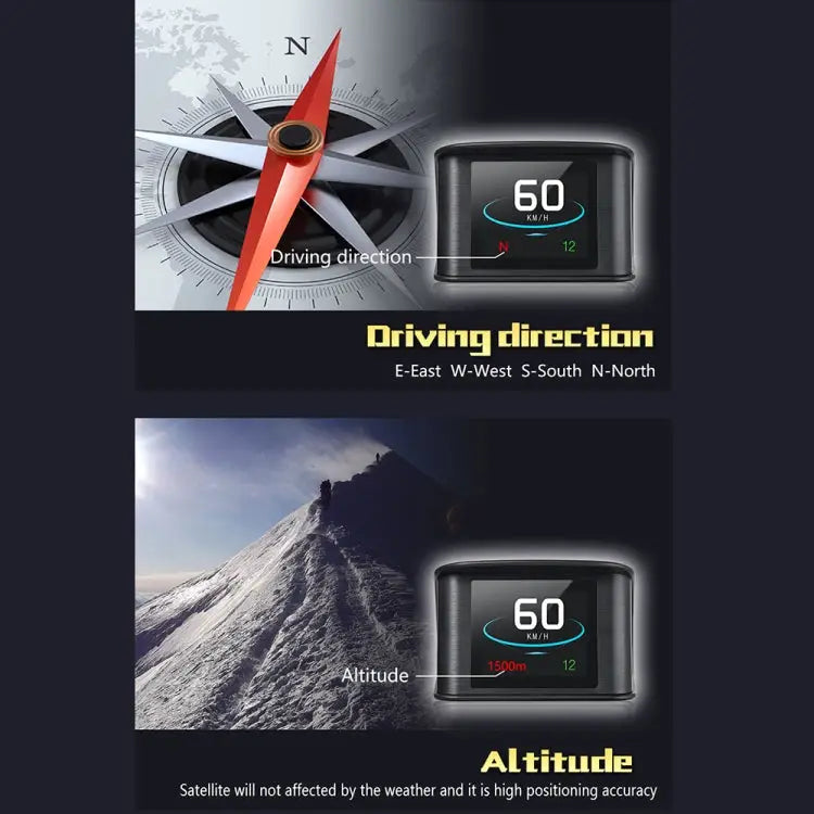 T600 HUD 2.2 inch Car GPS Smart Digital Meter with TFT LCD Multi-color Speed & Driving Distance / Time & Voltage