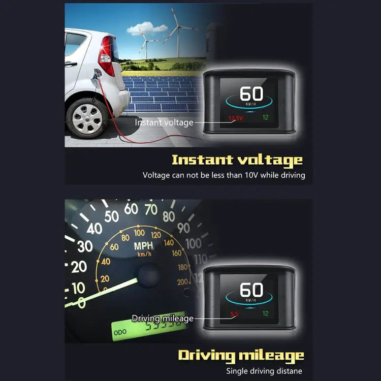 T600 HUD 2.2 inch Car GPS Smart Digital Meter with TFT LCD Multi-color Speed & Driving Distance / Time & Voltage