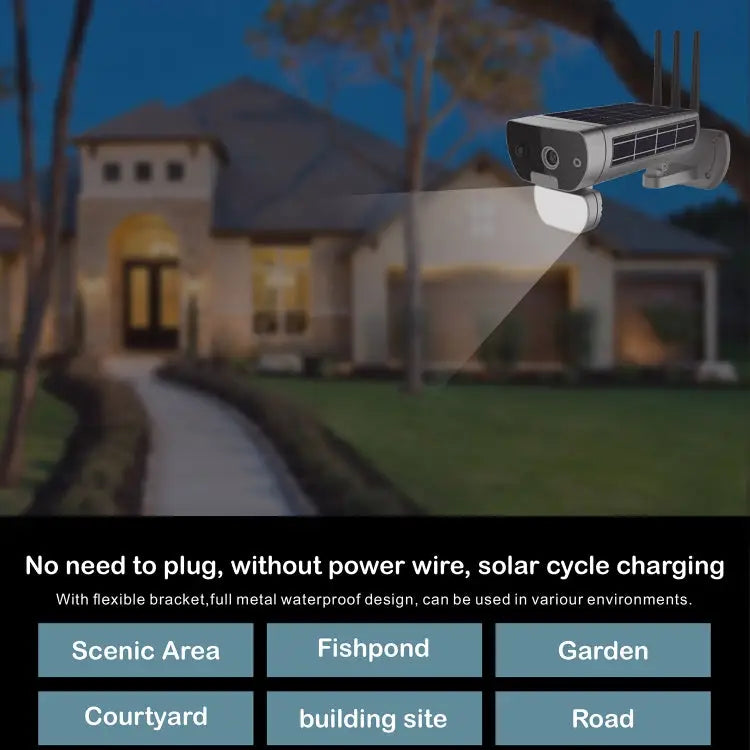 T8 1080P Full HD Solar Battery Ultra Low Power Sound Light Alarm Network Camera Support Motion Detection Night Vision