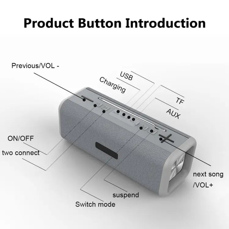 T9 Wireless Bluetooth 4.2 Speaker 10W Portable Sound Box FM Digital Radio 3D Surround Stereo Support Handsfree & TF &