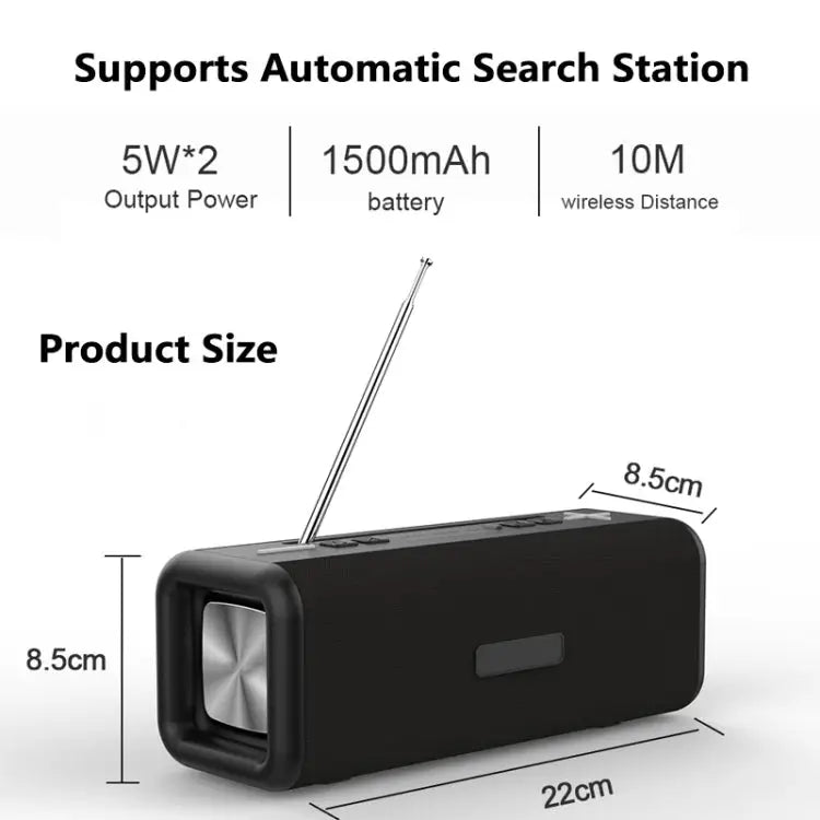 T9 Wireless Bluetooth 4.2 Speaker 10W Portable Sound Box FM Digital Radio 3D Surround Stereo Support Handsfree & TF &