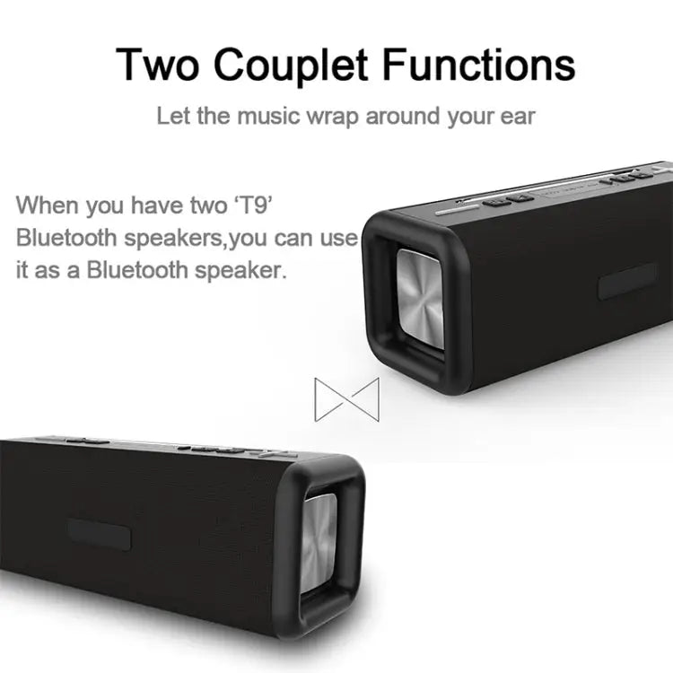 T9 Wireless Bluetooth 4.2 Speaker 10W Portable Sound Box FM Digital Radio 3D Surround Stereo Support Handsfree & TF &