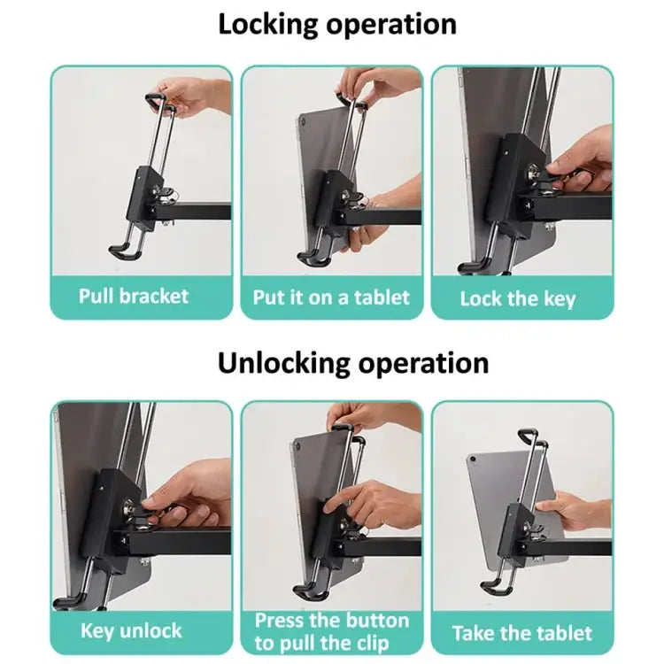 Tablet Wall Mount Holder Angles Adjustment Aluminum Alloy Mount With Anti Theft Security Lock With Lock Short Arm