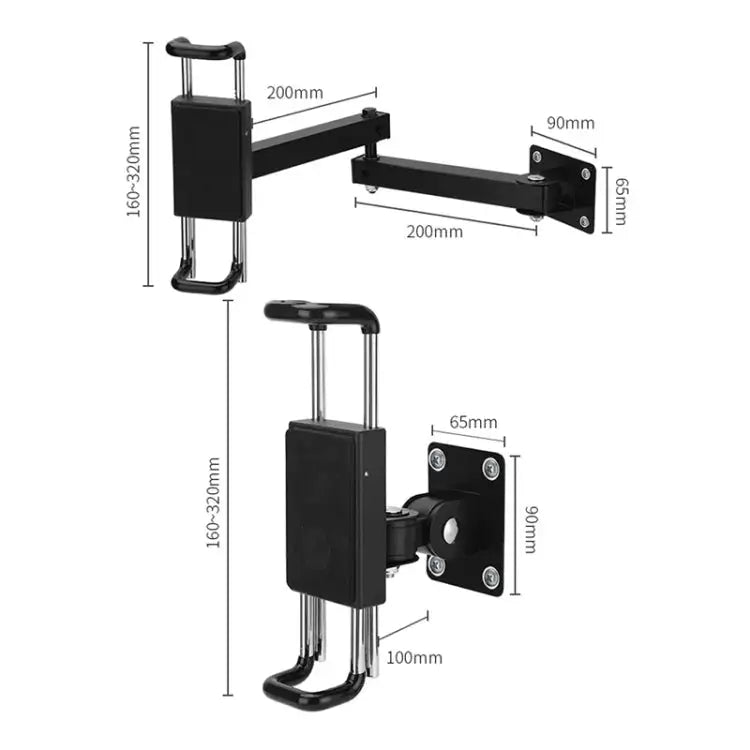 Tablet Wall Mount Holder Foldable Extendable Aluminum Alloy Mount With Anti Theft Security Lock With Lock Long Arm