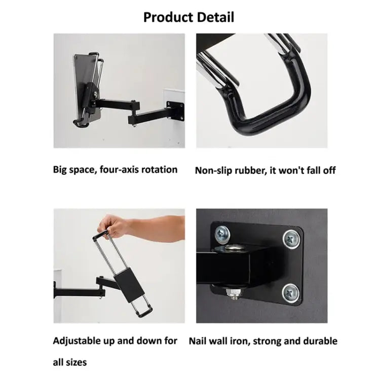 Tablet Wall Mount Holder Foldable Extendable Aluminum Alloy Mount With Anti Theft Security Lock With Lock Long Arm