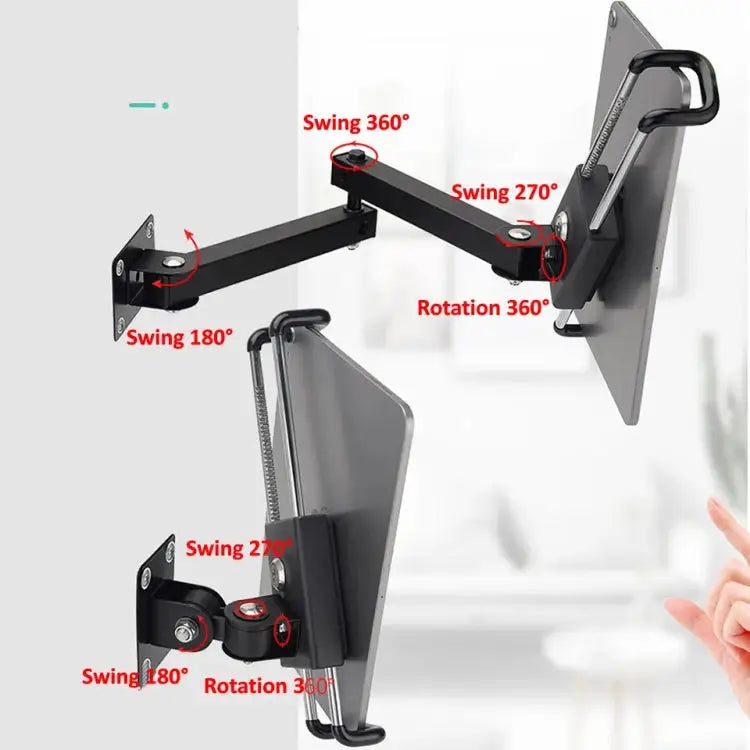 Tablet Wall Mount Holder Foldable Extendable Aluminum Alloy Mount With Anti Theft Security Lock With Lock Long Arm