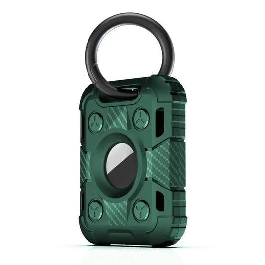 Tank Armor Anti-scratch Shockproof Carbon Fiber TPU Protective Cover Case with Keychain Ring Loop For AirTag