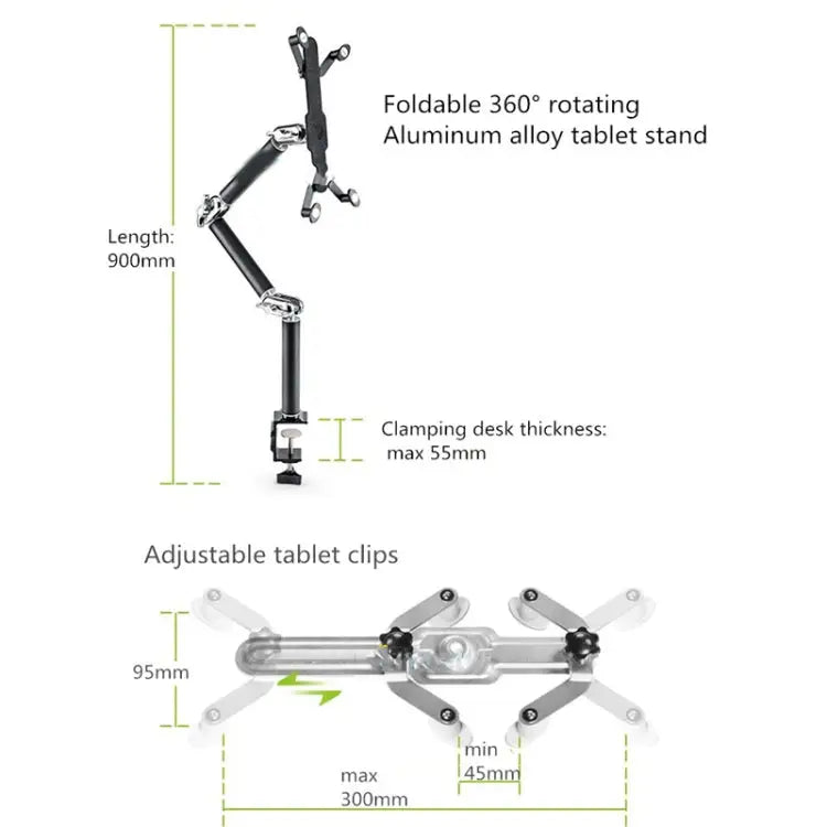 TB-03 Aluminum Alloy Tablet PC Stand Lazy Bedside Desktop Folding Camera Microphone Stand TB-03 - TB-03 / Silver