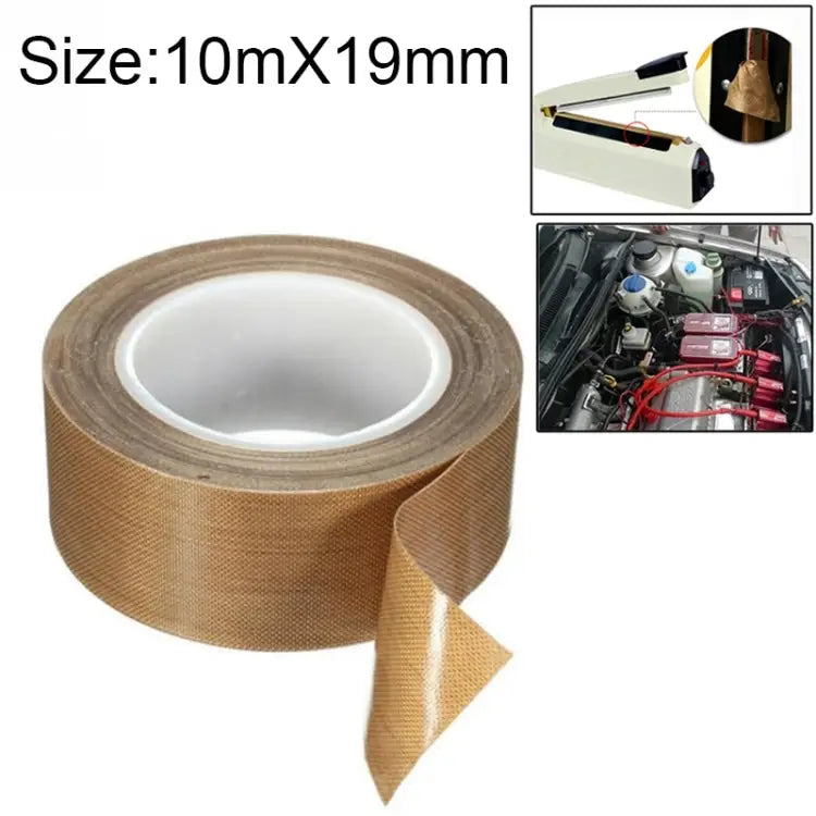Teflon High Temperature Resistant Cloth Tape Sealing Machine Heat Insulation Tape Size: 10m x 19mm Size: 10m x 19mm
