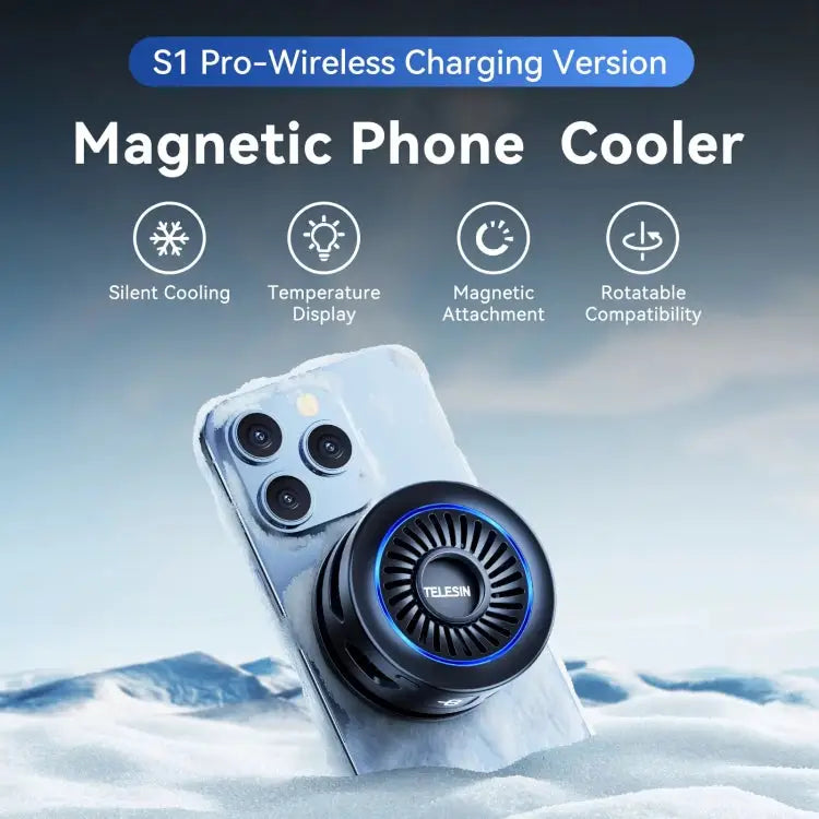 TELESIN Magnetic Phone Cooler Radiator For Live Streaming With Wireless Charging Without Wireless Charging - Apple