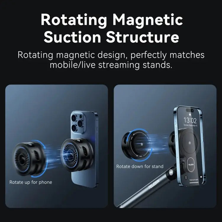 TELESIN Magnetic Phone Cooler Radiator For Live Streaming With Wireless Charging Without Wireless Charging - Apple