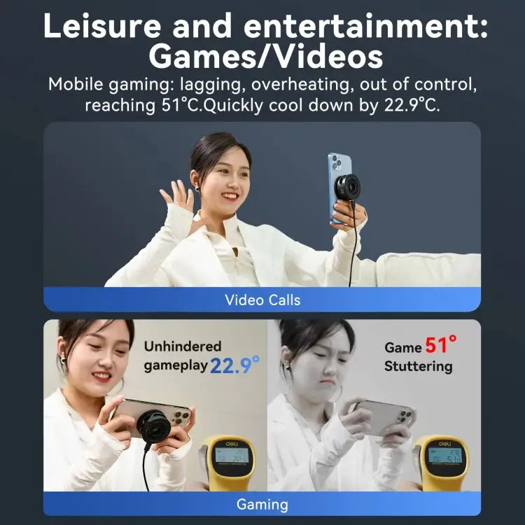 TELESIN Magnetic Phone Cooler Radiator For Live Streaming With Wireless Charging Without Wireless Charging - Apple