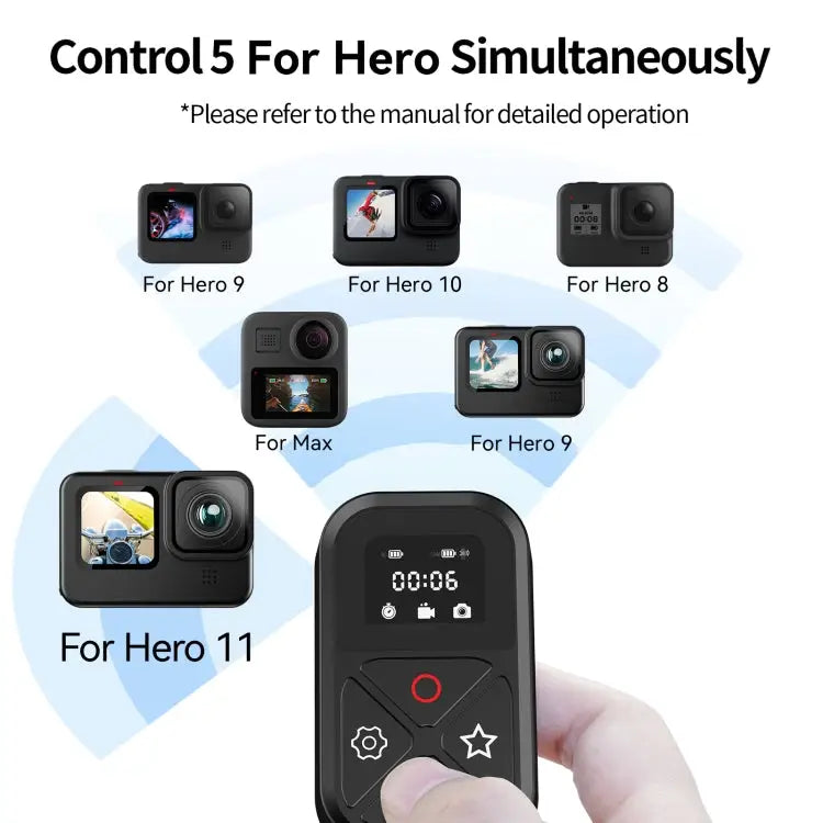 TELESIN T10 80m Bluetooth Remote Control For GoPro Hero11 Black / HERO10 Black / HERO9 Black / HERO8 Black /Max
