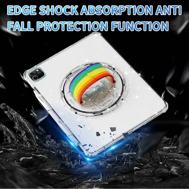 Terminator Shockproof Glitter Powder Tablet Case with Grip Strap For iPad Pro 11 2022 / 2021 For iPad 10.2 2021 / 2020