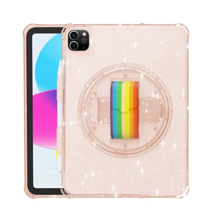 Terminator Shockproof Glitter Powder Tablet Case with Grip Strap For iPad Pro 11 2022 / 2021 For iPad 10.2 2021 / 2020