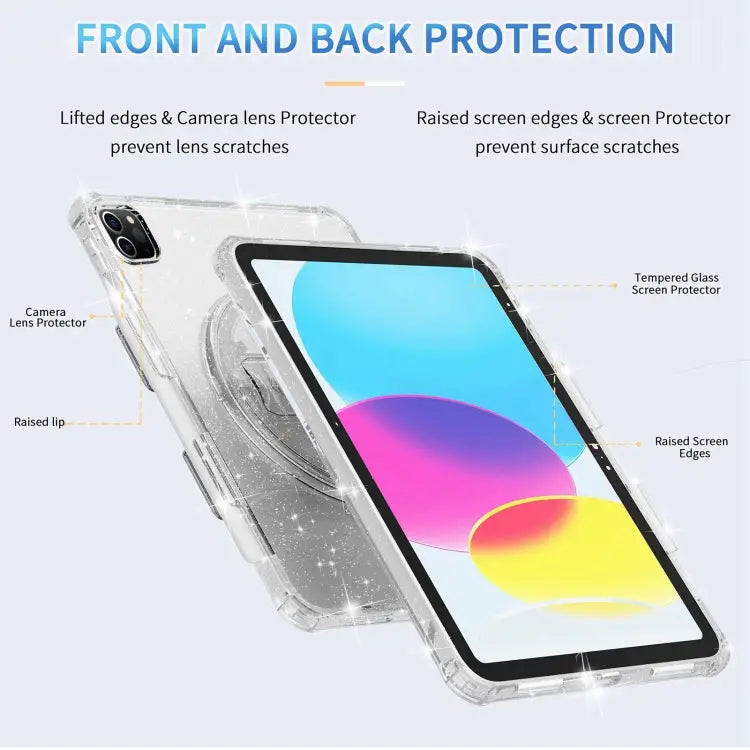 Terminator Shockproof Glitter Powder Tablet Case with Grip Strap For iPad Pro 11 2022 / 2021 For iPad 10.2 2021 / 2020