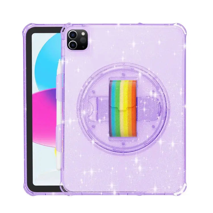Terminator Shockproof Glitter Powder Tablet Case with Grip Strap For iPad Pro 11 2022 / 2021 For iPad 10.2 2021 / 2020