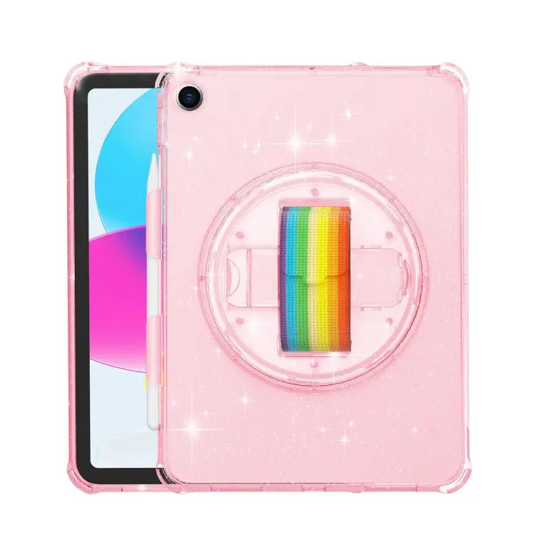 Terminator Shockproof Glitter Powder Tablet Case with Grip Strap For iPad Pro 11 2022 / 2021 For iPad 10.2 2021 / 2020