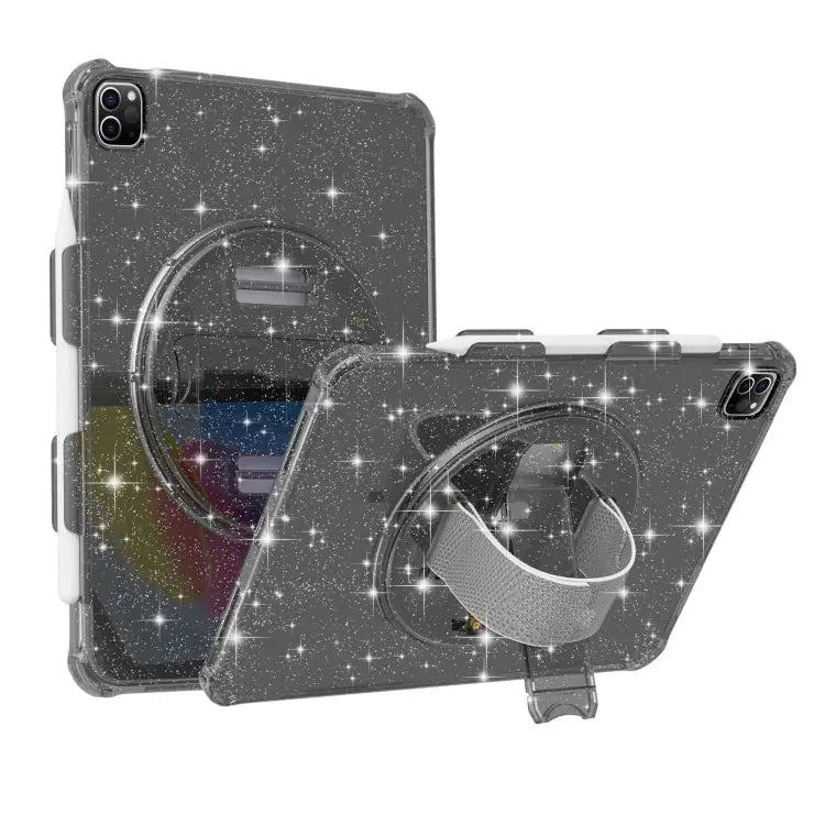Terminator Shockproof Glitter Powder Tablet Case with Grip Strap For iPad Pro 11 2022 / 2021 For iPad 10.2 2021 / 2020