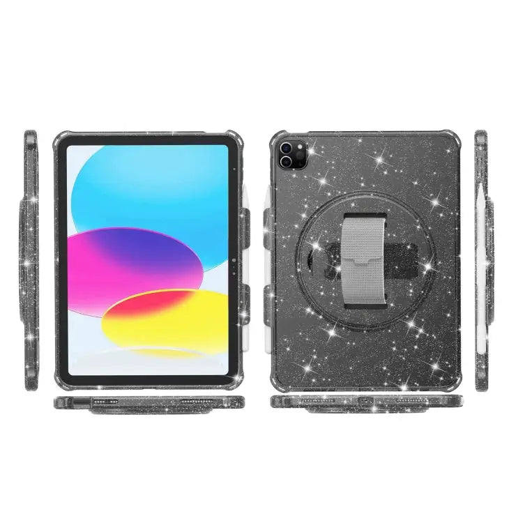Terminator Shockproof Glitter Powder Tablet Case with Grip Strap For iPad Pro 11 2022 / 2021 For iPad 10.2 2021 / 2020