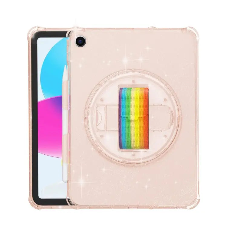 Terminator Shockproof Glitter Powder Tablet Case with Grip Strap For iPad Pro 11 2022 / 2021 For iPad 10.2 2021 / 2020