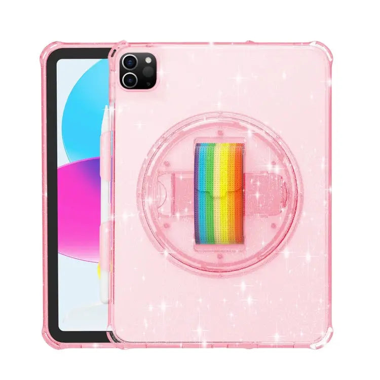 Terminator Shockproof Glitter Powder Tablet Case with Grip Strap For iPad Pro 11 2022 / 2021 For iPad 10.2 2021 / 2020