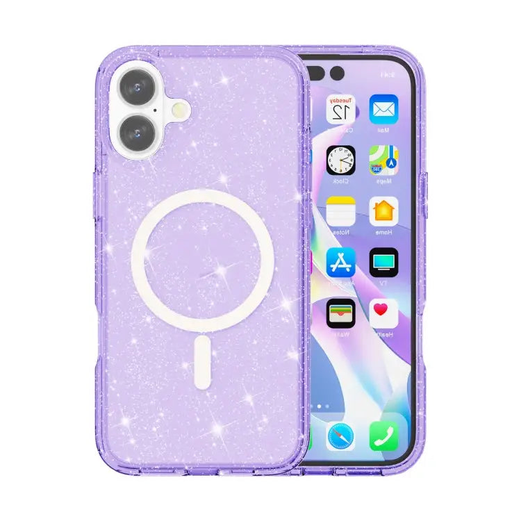 Terminator Style Glitter Powder MagSafe Magnetic Phone Case For iPhone 16e For iPhone 16 Pro Max For iPhone 16 Pro