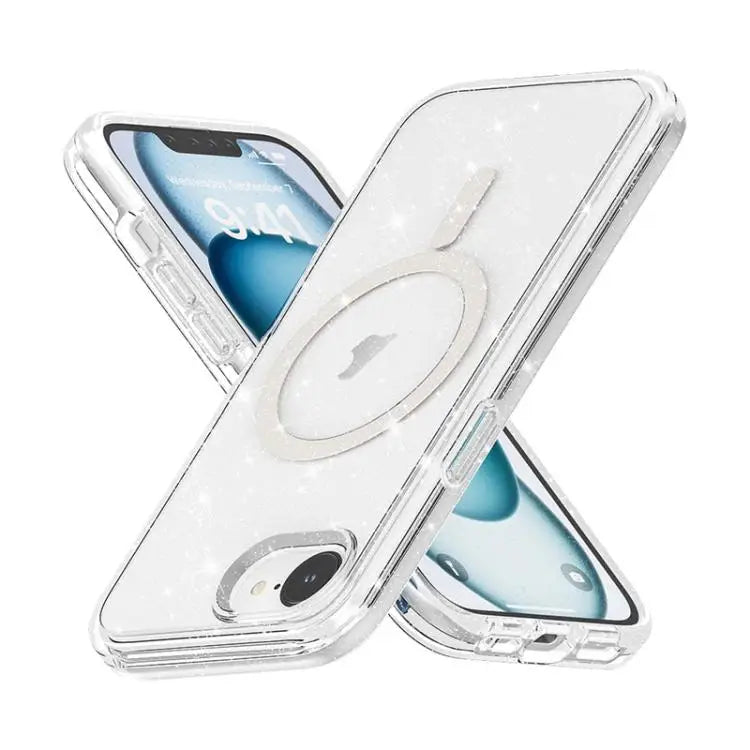 Terminator Style Glitter Powder MagSafe Magnetic Phone Case For iPhone 16e For iPhone 16 Pro Max For iPhone 16 Pro