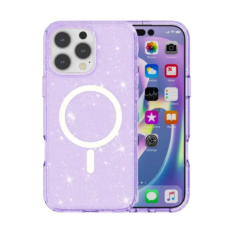Terminator Style Glitter Powder MagSafe Magnetic Phone Case For iPhone 16e For iPhone 16 Pro Max For iPhone 16 Pro