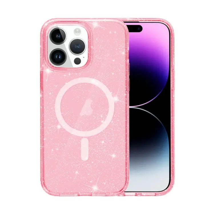 Terminator Style Glitter Powder MagSafe Magnetic Phone Case For iPhone 16 For iPhone 15 Pro Max For iPhone 15 Pro
