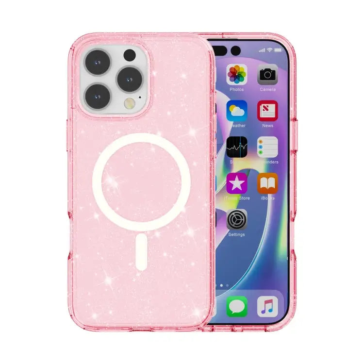 Terminator Style Glitter Powder MagSafe Magnetic Phone Case For iPhone 16e For iPhone 16 Pro Max For iPhone 16 Pro