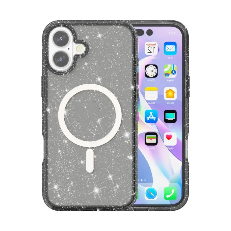 Terminator Style Glitter Powder MagSafe Magnetic Phone Case For iPhone 16 For iPhone 15 Pro Max For iPhone 15 Pro