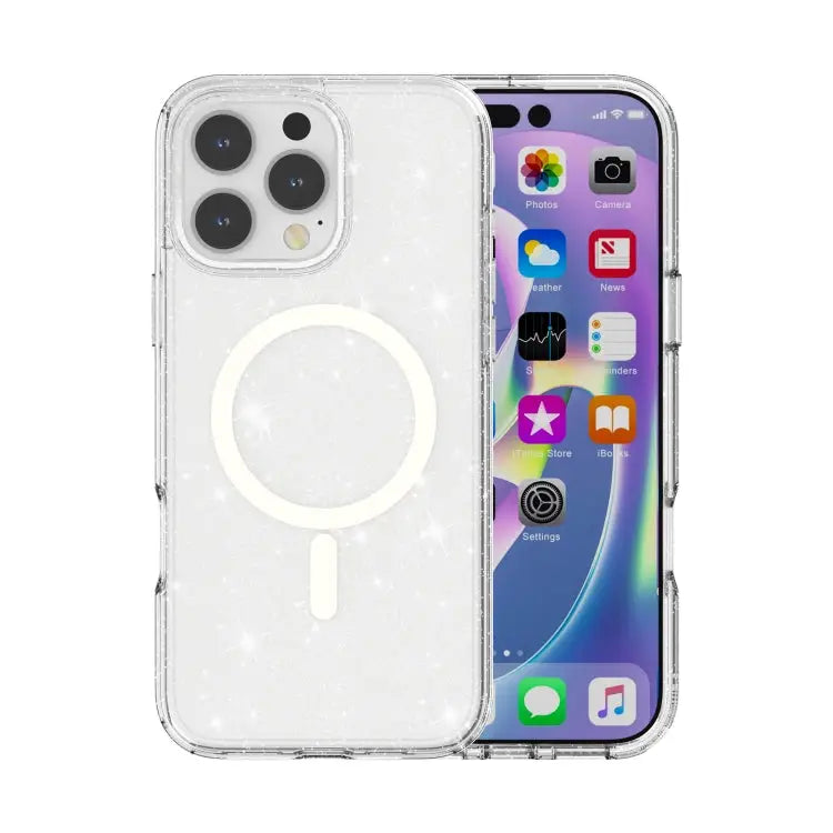 Terminator Style Glitter Powder MagSafe Magnetic Phone Case For iPhone 16e For iPhone 16 Pro Max For iPhone 16 Pro