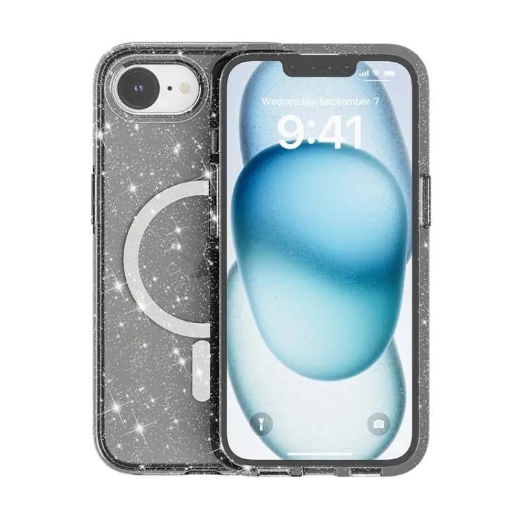 Terminator Style Glitter Powder MagSafe Magnetic Phone Case For iPhone 16e For iPhone 16 Pro Max For iPhone 16 Pro