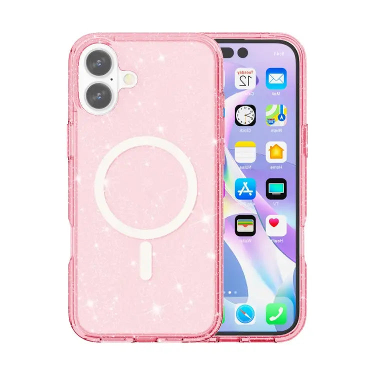 Terminator Style Glitter Powder MagSafe Magnetic Phone Case For iPhone 16e For iPhone 16 Pro Max For iPhone 16 Pro