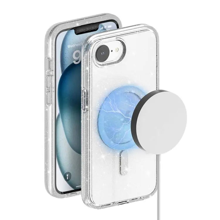 Terminator Style Glitter Powder MagSafe Magnetic Phone Case For iPhone 16e For iPhone 16 Pro Max For iPhone 16 Pro